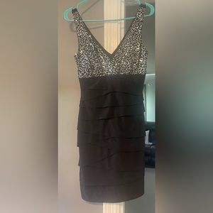 Black stretchy dress with sequin top